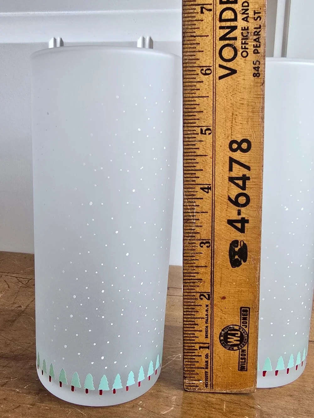 VTG Towle Katja Sweden Frosted Christmas Tree Tumblers Set 4 Tall Colorforms